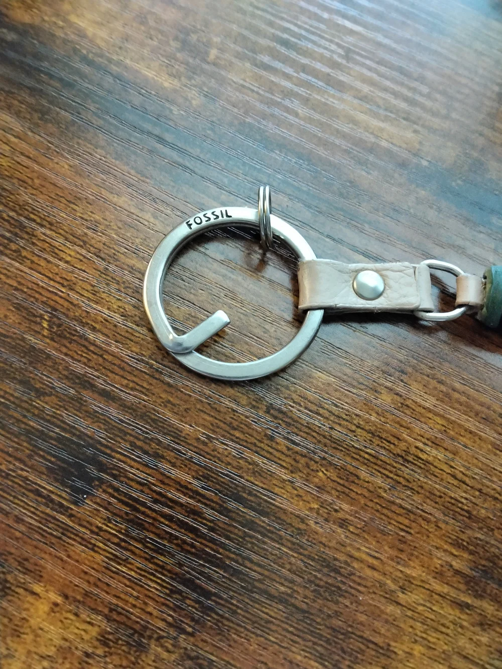 Fossil Brown Leather Tassel Key & Card Holder with Multicolor Rings
